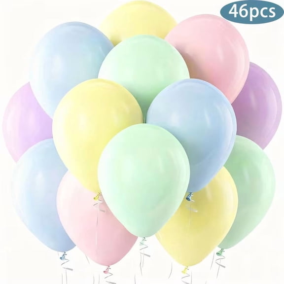 46pcs Multicolor Maca Balloons - Durable Latex Balloon Tubes for Celebrations, Birthdays, Weddings, and Graduations
