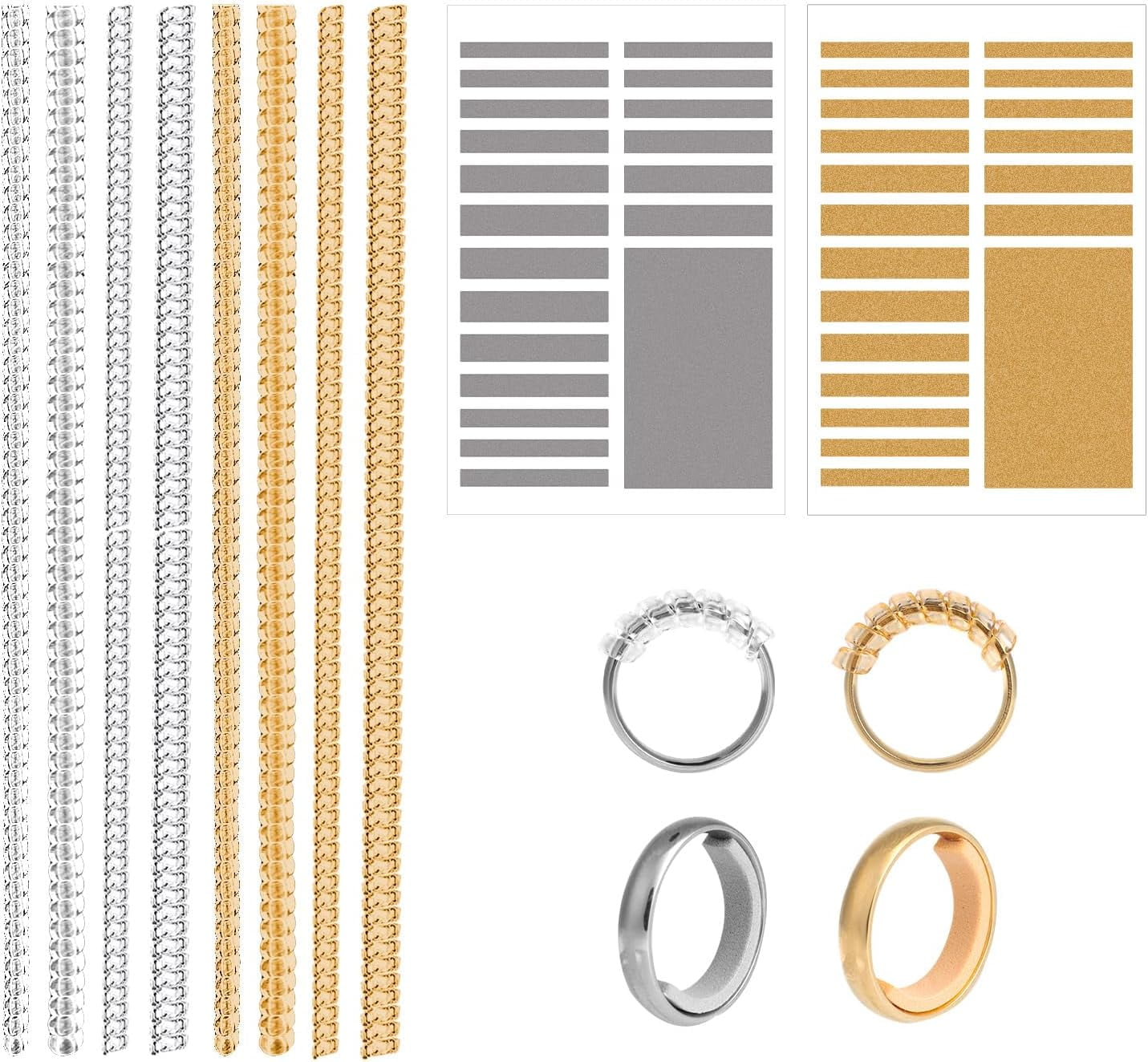 ZOIZOCP 46pcs Ring Size Adjuster, Invisible Ring Sizers for Loose Rings Spiral Ring Tightener Ring Adjuster Ring Sizer Measuring Tool for Wide Rings