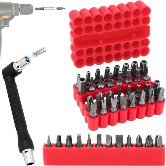 46pcs Security Bit Set with Security Torx, Square, Metric & SAE Hex, Torq, Phillips, Slotted, Triwing, Spanner Tamper Proof Torx Bits, Comprehensive Security Screwdriver Set(Red)
