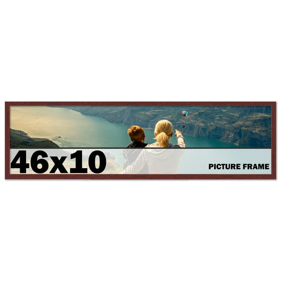 46x10 Frame Brown Mahogany Picture Frame - Solid Wood Frame Kit Includes UV Acrylic Plexiglass,