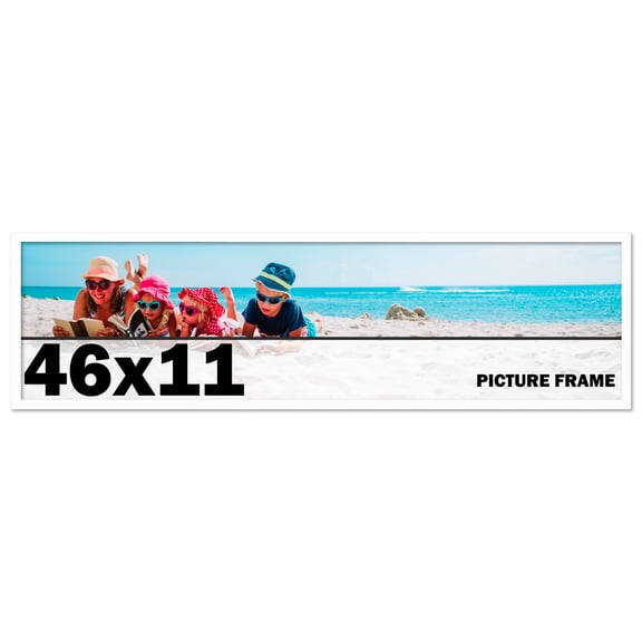 46x11 Frame White Solid Wood Picture Frame Includes UV Acrylic Shatter Guard Front, Acid Free Foam