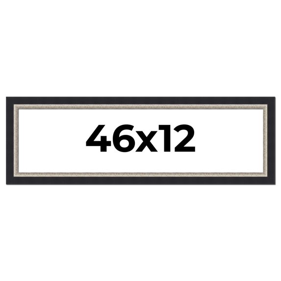 46x12 Frame Black Real Wood Picture Frame Width 2.25 Inches | Interior Frame Depth 0.5 Inches |