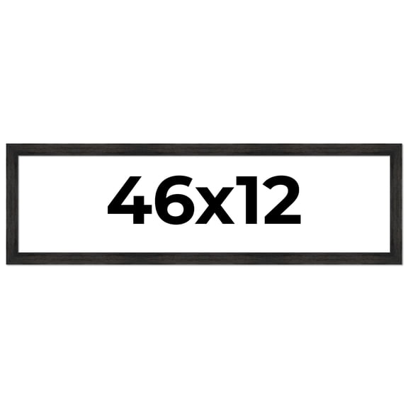 46x12 Frame Black Rustic Barnwood Solid Wood Picture Frame | 1.5 Inch Moulding Width | Includes UV