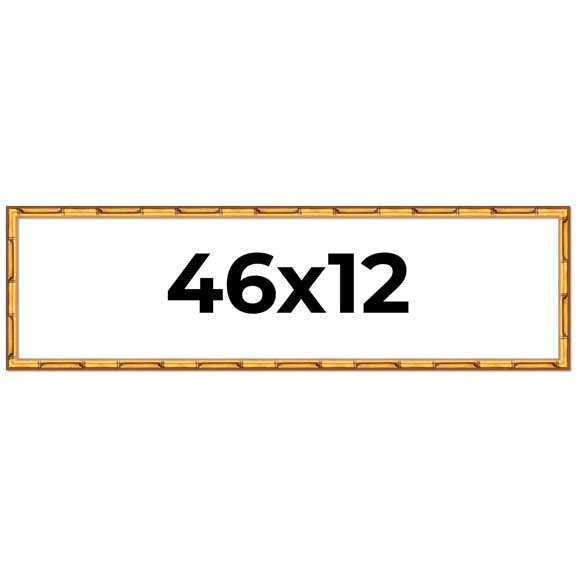 46x12 Frame Gold Bamboo Picture Frame - Complete Modern Photo Frame Includes UV Acrylic Shatter