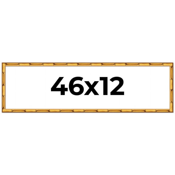 46x12 Frame Gold Bamboo Solid Wood Picture Frame | 0.75 Inch Moulding Width | Interior Frame Depth