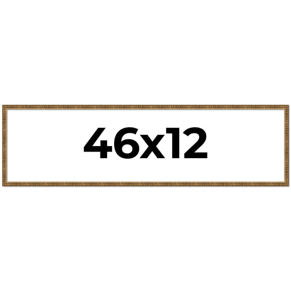 46x12 Frame Gold Kingsley Distressed Solid Wood Picture Frame Width 0.75 Inches | Interior Frame