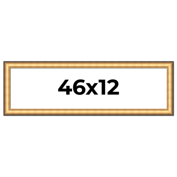 46x12 Frame Gold Plein Aire Solid Wood Picture Frame Width 2 Inches | Interior Frame Depth 0.5