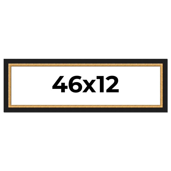 46x12 Frame Gold Real Wood Picture Frame Width 2.25 Inches | Interior Frame Depth 0.5 Inches |