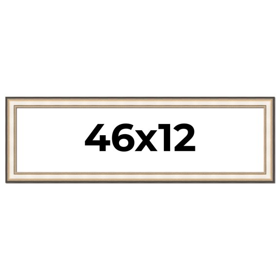 46x12 Frame Gold Silver Plein Aire 2" Inch Wide Moulding Solid Wood Picture Frame | Modena
