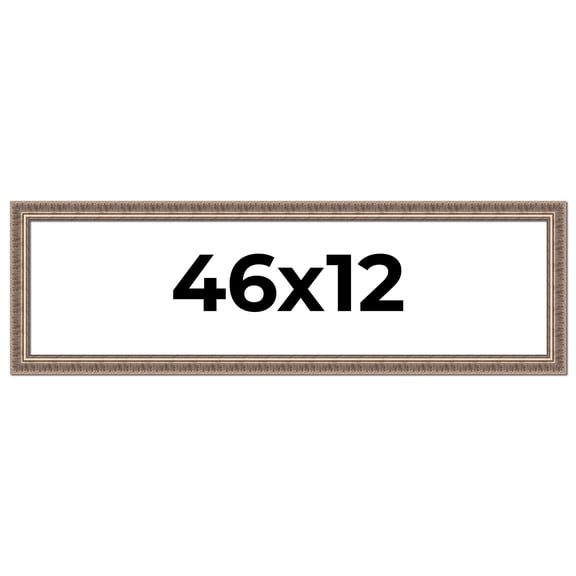 46x12 Frame Silver Harvest Ornate Solid Wood Picture Frame | 1.75 Inch Moulding Width |Mayflower