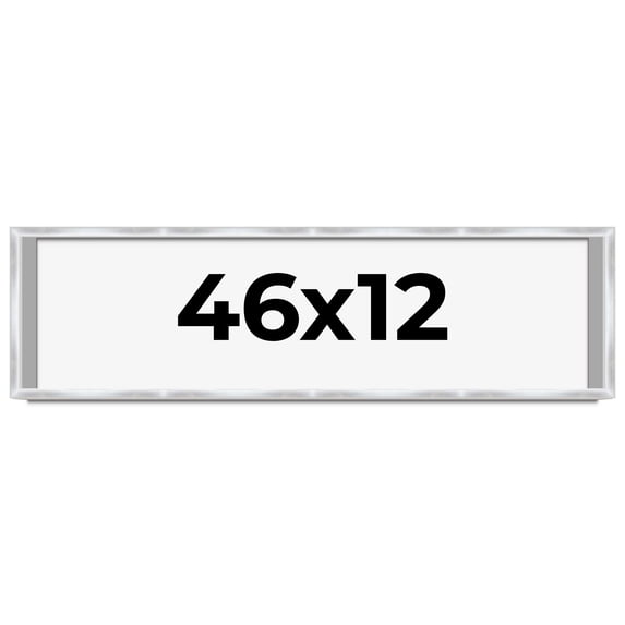 46x12 Frame Silver Whitewashed Wood Grain Solid Wood Shadow Box | 0.75 Inch Moulding Width | 0.75