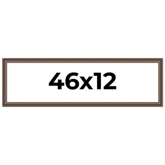 46x12 Ornate Brown Real Wood Picture Frame Width 1.5 Inches | Interior Frame Depth 0.5 Inches |