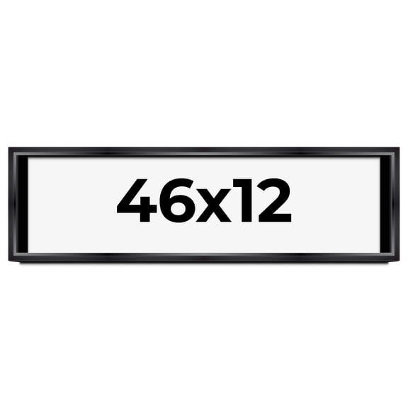 46x12 Shadow Box Frame Black | 1.25 inches Deep Real Wood Contemporary Shadowbox Display Frame | UV