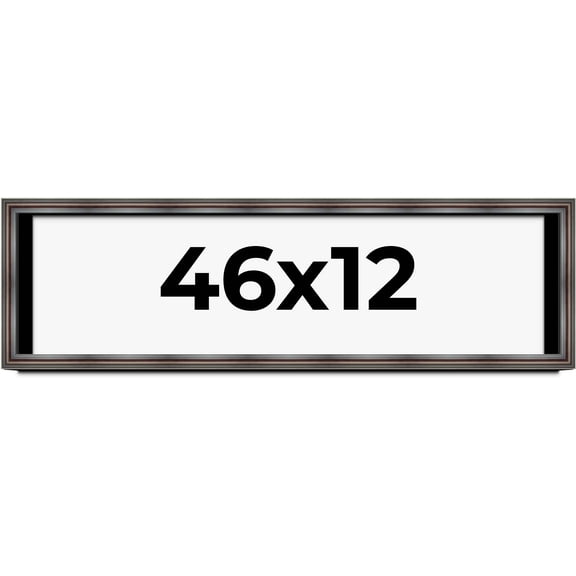 46x12 Shadow Box Frame Brown Cherry | 2.625 Inches Deep Pine Wood Traditional Shadowbox Display