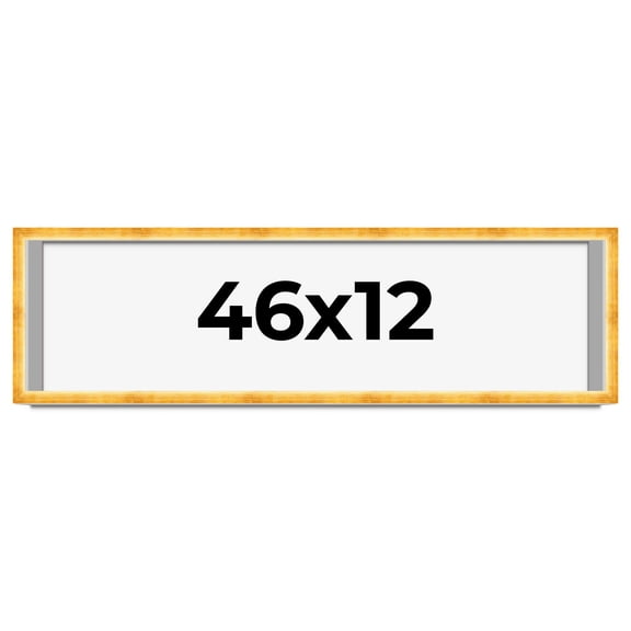 46x12 Shadow Box Frame Gold | 1.625 Inches Deep Real Wood Traditional Shadowbox Display Frame | UV
