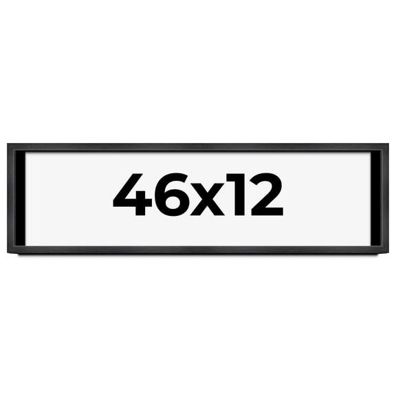 46x12 Shadow Box Frame Grey Charcoal Black | 0.875 Inches Deep | Wood Shadowbox Display Frame | UV