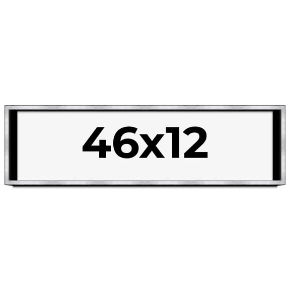 46x12 Shadow Box Frame Silver | 1.375 Inches Deep Real Wood Contemporary Shadowbox Display Frame |
