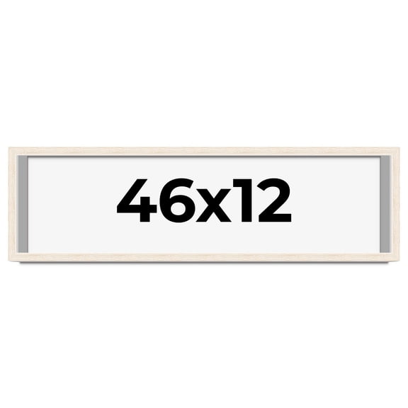 46x12 Shadow Box Frame White | 1.125 Inches Deep Real Wood Rustic Shadowbox Display Frame | UV