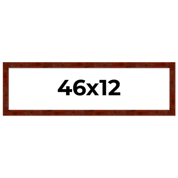 46x12 Walnut Brown Veneer Real Wood Picture Frame Width 1.75 inches | Interior Frame Depth 0.5