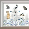 thumbnail image 1 of 46x15/116x38cm Cat Window Clings Double Sided Butterfly Window Decals Spring Flower Window Stickers Non Adhesive Static Vinyl Film for Glass Sliding Door Prevent Bird Strike, 1 of 7