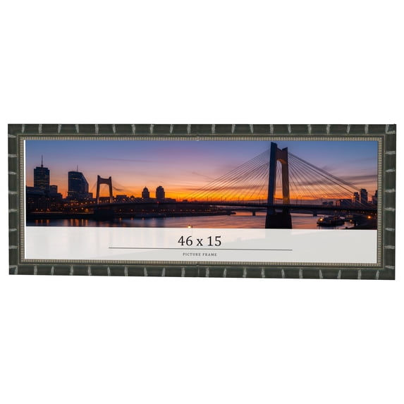 46x15 Frame Black Bamboo Solid Wood Picture Frame Width 1.5 Inches | Interior Frame Depth 0.5