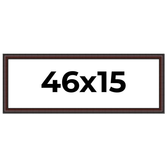 46x15 Frame Brown Round Mahogany Solid Wood Picture Frame | 1.625 Inch Moulding Width | with UV