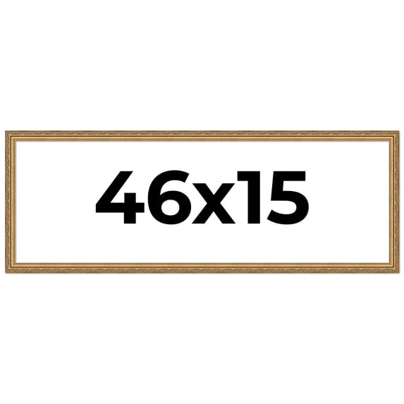 46x15 Frame Gold Solid Wood Picture Frame Width 1.25 Inches | Interior Frame Depth 0.375 Inches |