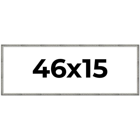 46x15 Frame Silver Grey Distressed Solid Wood Picture Frame | 0.75 Inch Moulding Width | Interior