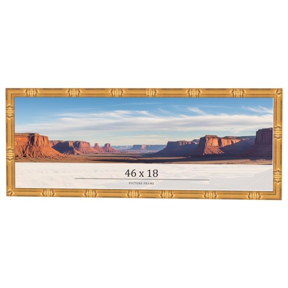46x18 Frame Gold Bamboo Solid Wood Picture Frame | 1 Inch Moulding Width | Interior Frame Depth