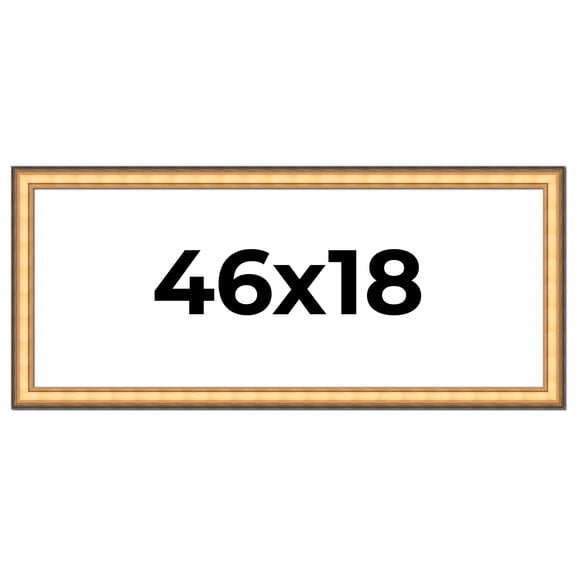 46x18 Frame Gold Plein Aire Solid Wood Picture Frame Width 2 Inches | Interior Frame Depth 0.5