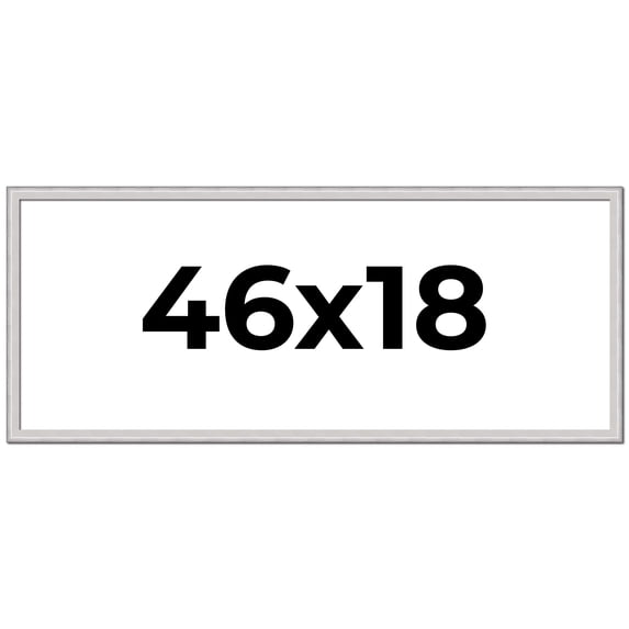 46x18 Frame Silver Inner Slope Bevel Picture Frame | 1 Inch Moulding Width | 0.75 Inch Rabbet Depth