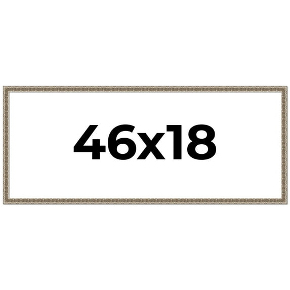 46x18 Frame Silver Versailles Ornate Solid Wood Picture Frame | 1 Inch Moulding Width | Interior