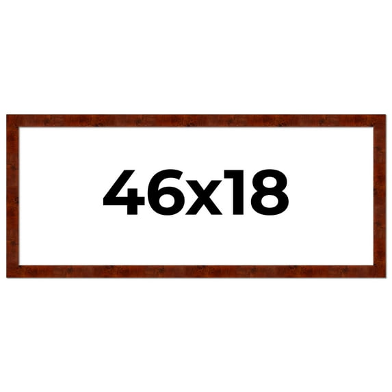 46x18 Walnut Brown Veneer Real Wood Picture Frame Width 1.75 inches | Interior Frame Depth 0.5