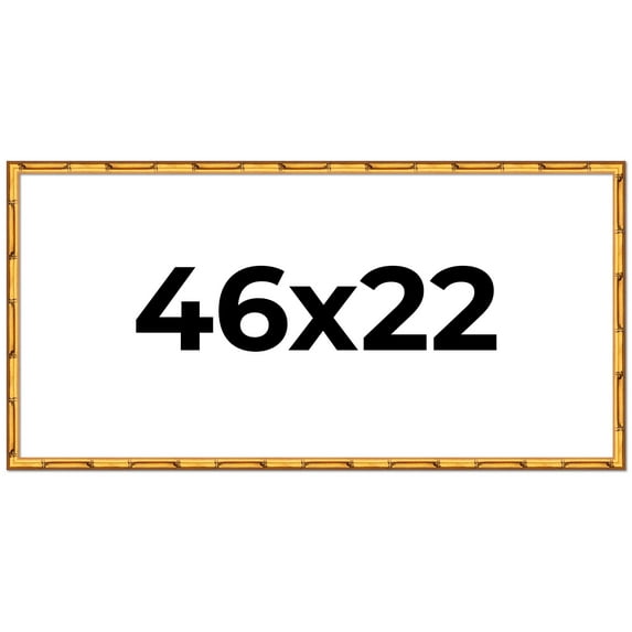 46x22 Frame Gold Bamboo Solid Wood Picture Frame | 1 Inch Moulding Width | Interior Frame Depth