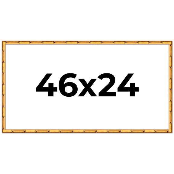 46x24 Frame Gold Bamboo Solid Wood Picture Frame | 0.75 Inch Moulding Width | Interior Frame Depth