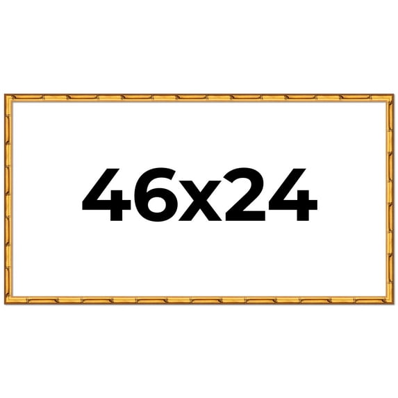 46x24 Frame Gold Bamboo Solid Wood Picture Frame | 1 Inch Moulding Width | Interior Frame Depth