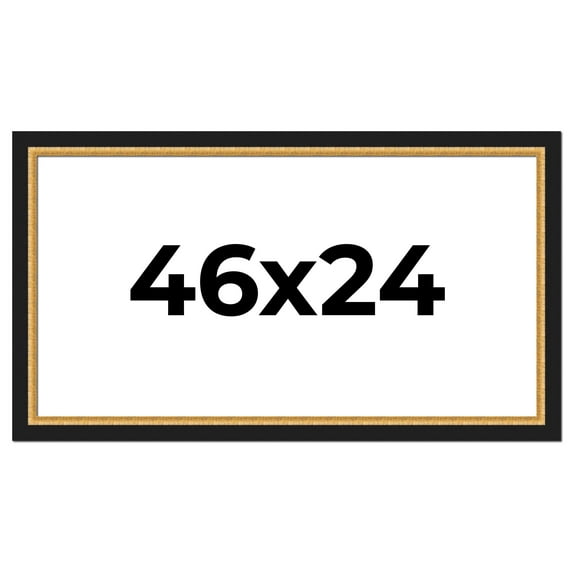 46x24 Frame Gold Real Wood Picture Frame Width 2.25 Inches | Interior Frame Depth 0.5 Inches |