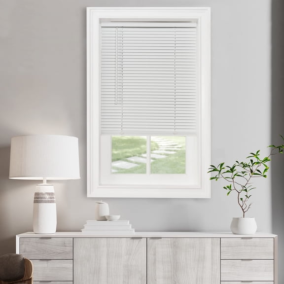 46x48 Pearl White Cordless Light Filtering Mini Blinds for Privacy and Style