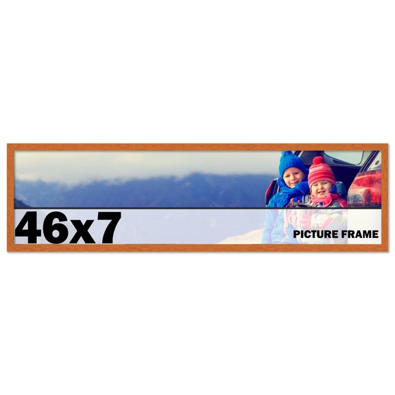 46x7 Frame Honey Pecan Brown Picture Frame - Modern Photo Frame Includes UV Acrylic Shatter Guard