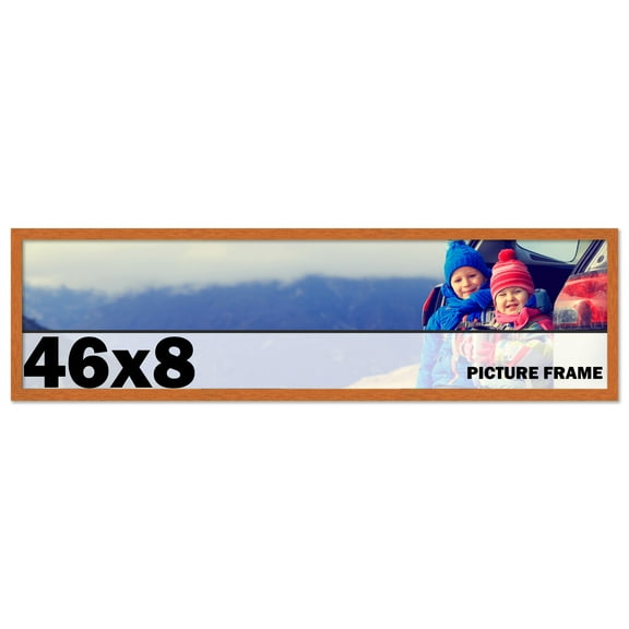 46x8 Frame Honey Pecan Brown Picture Frame - Modern Photo Frame Includes UV Acrylic Shatter Guard