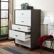 47.0 in Tall 5-Drawer Chest of Drawers with Metal Legs and Ball-Bearing Drawer Glides, White and Espresso
