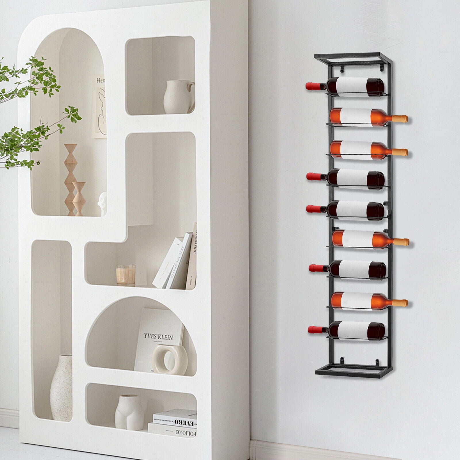 47'' 10-Tier Wine Rack Wall Mounted Wine Storage Shelf Iron Wine Bottle