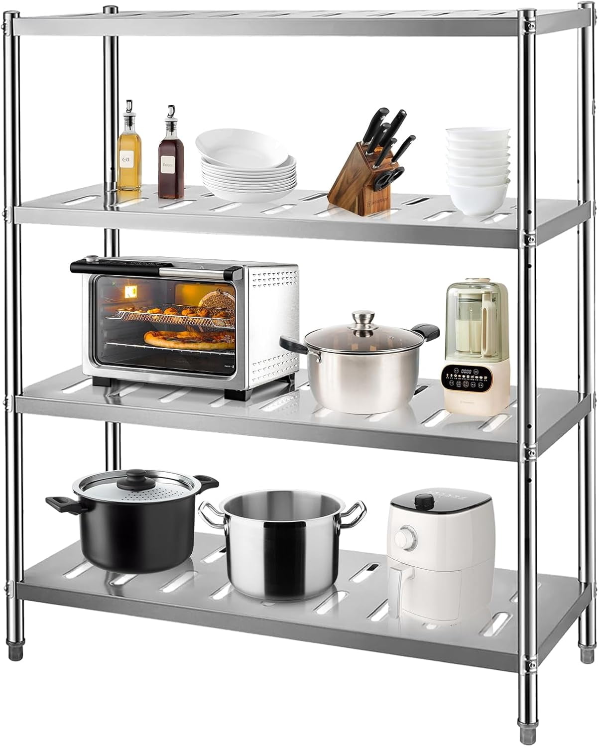 47*18*60 inch Stainless Steel Shelves, Storage Shelf 4-Tier Heavy Duty ...