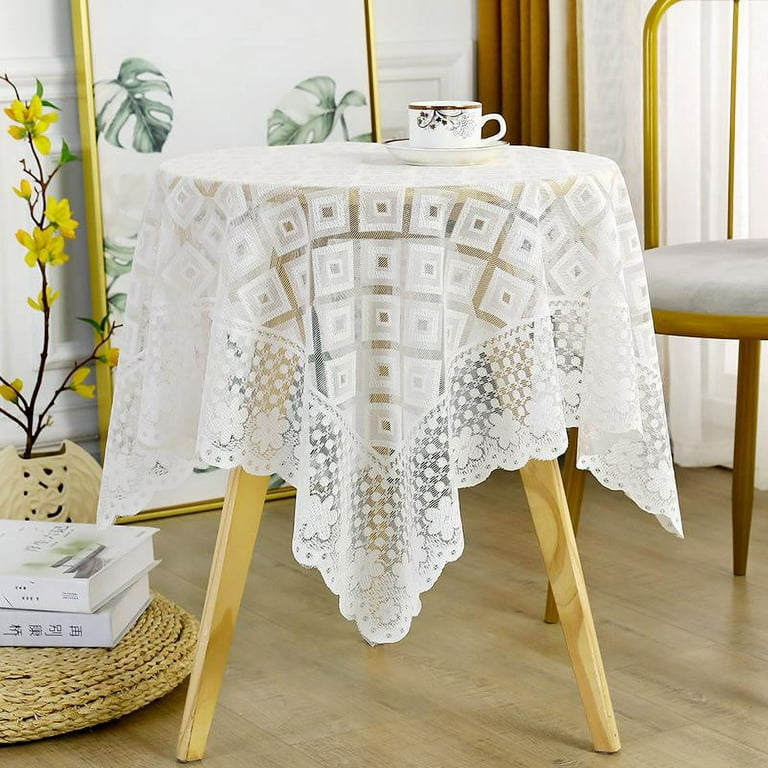 47.2*47.2inch Ciaoed Round Tablecloth 120cm Lace Fabric Tablecloth, Durable  Reusable Wrinkle-Resistant Decoration for Kitchen Dining Table Bright  filament square 47.2*47.2inch 
