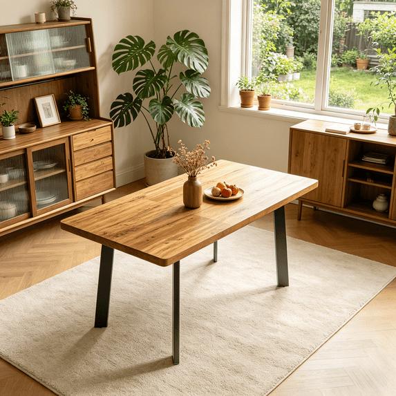 47.4" -63.2" Extendable Dining Room Table,Modern MDF Dining Table for 4-6,Space Saving Dining Room Table Compact for Living Room, Apartment