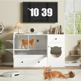 47.2" Cat Litter Box Enclosure Furniture Cat With Bowls,Wooden
