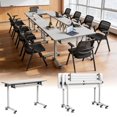 thumbnail image 1 of 47.2" Conference Table, 2 Pack Foldable Flip Top Modular Table with Silent Lockable Wheels, Space-Saving Mobile Training Desk for Office, Classroom & Meeting Spaces, White2, 1 of 7