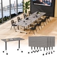 thumbnail image 1 of 47.2" Conference Table, 4 Pack Foldable Flip Top Modular Table with Silent Lockable Wheels, Space-Saving Mobile Training Desk for Office, Classroom & Meeting Spaces, Gray, 1 of 7