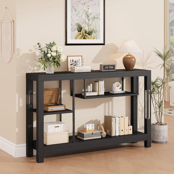 47.2" Console Table, Multi-Tier Industrial Sofa Table Accent Table with Open Storage Shelves, Farmhouse Narrow Entryway Table for Small Spaces, Living Room, Hallway