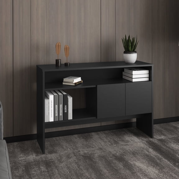 47.2" Console Table With Double-door Cabinet For Efficient And Organized Storage Display Sleek Open Shelf Arrangements